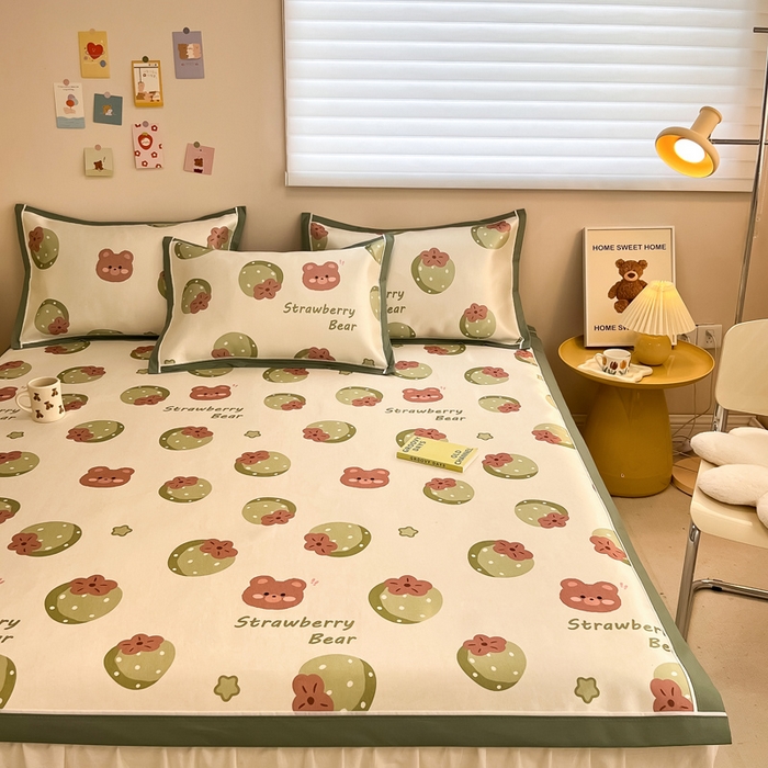 91家纺网 家纺一手货源 找家纺 懒猫 2024新款600D数码印花冰丝席 风格二 莓莓果园