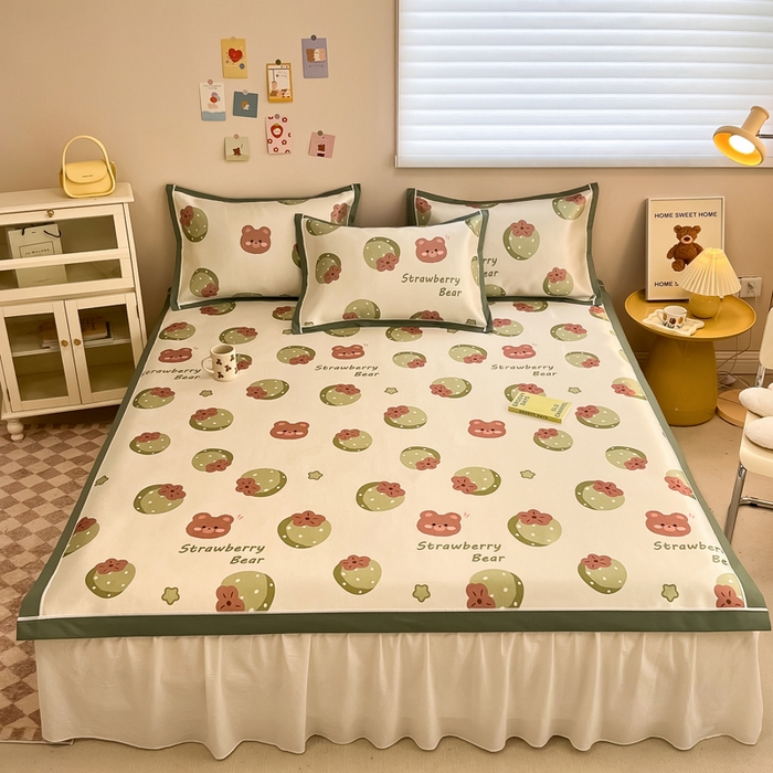 91家纺网 家纺一手货源 找家纺 懒猫 2024新款600D数码印花冰丝席 风格二 莓莓果园