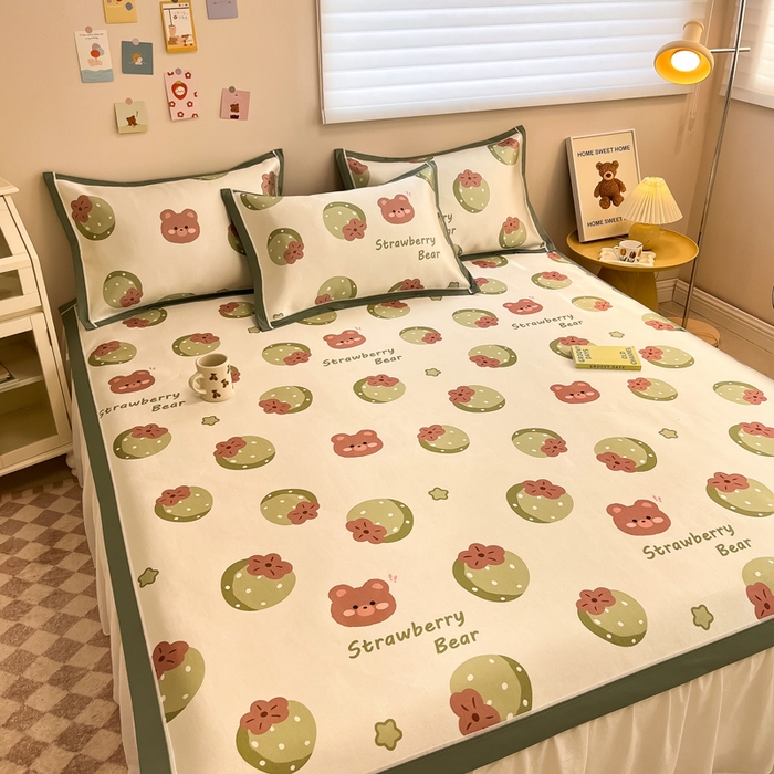 91家纺网 家纺一手货源 找家纺 懒猫 2024新款600D数码印花冰丝席 风格二 莓莓果园