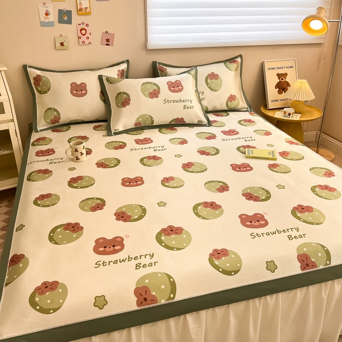 91家纺网 家纺一手货源 找家纺 懒猫 2024新款600D数码印花冰丝席 风格二 莓莓果园