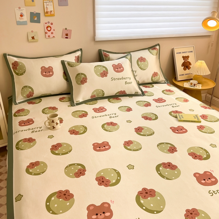 91家纺网 家纺一手货源 找家纺 懒猫 2024新款600D数码印花冰丝席 风格二 莓莓果园