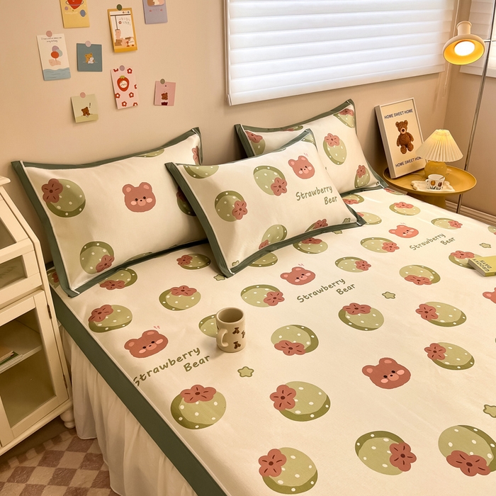 91家纺网 家纺一手货源 找家纺 懒猫 2024新款600D数码印花冰丝席 风格二 莓莓果园