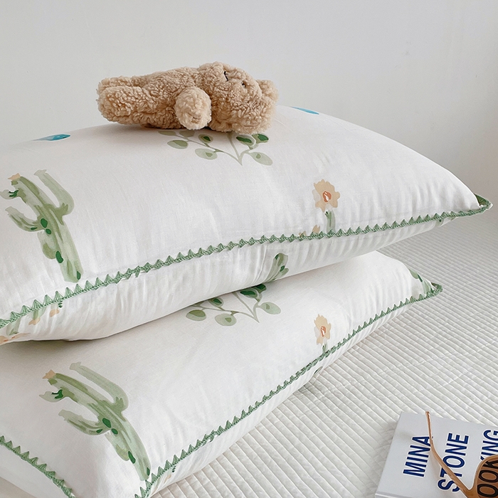 91家纺网 家纺一手货源 找家纺 洋铭区 2023新款双层纱枕套 仙人掌1