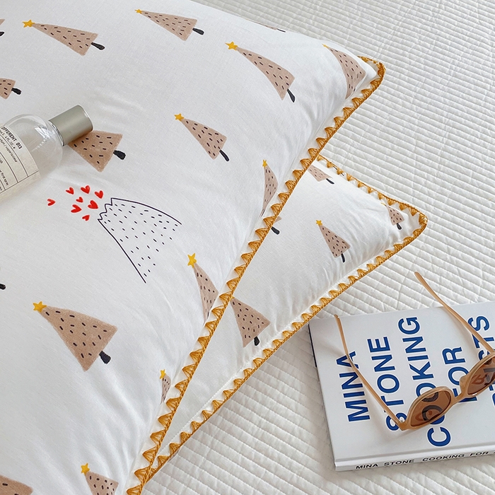 91家纺网 家纺一手货源 找家纺 洋铭区 2023新款双层纱枕套 奶油小树1