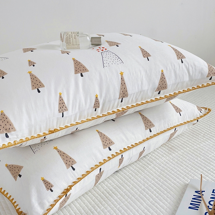 91家纺网 家纺一手货源 找家纺 洋铭区 2023新款双层纱枕套 奶油小树1