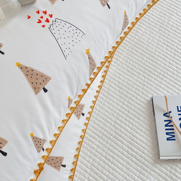 91家纺网 家纺一手货源 找家纺 洋铭区 2023新款双层纱枕套 奶油小树1