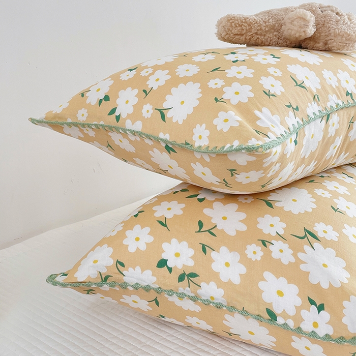 91家纺网 家纺一手货源 找家纺 洋铭区 2023新款双层纱枕套 奶油小花1