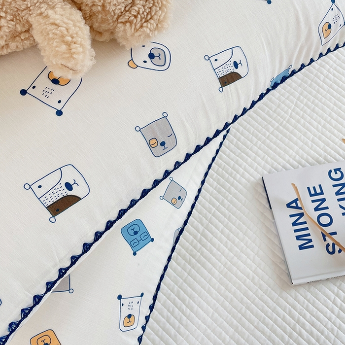 91家纺网 家纺一手货源 找家纺 洋铭区 2023新款双层纱枕套 小熊软糖1