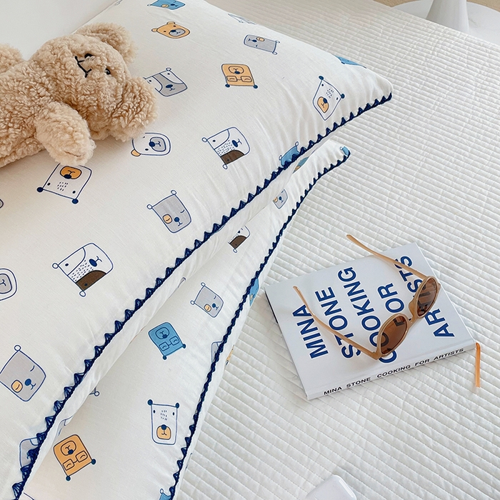 91家纺网 家纺一手货源 找家纺 洋铭区 2023新款双层纱枕套 小熊软糖1