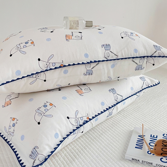 91家纺网 家纺一手货源 找家纺 洋铭区 2023新款双层纱枕套 小狗嘟嘟1