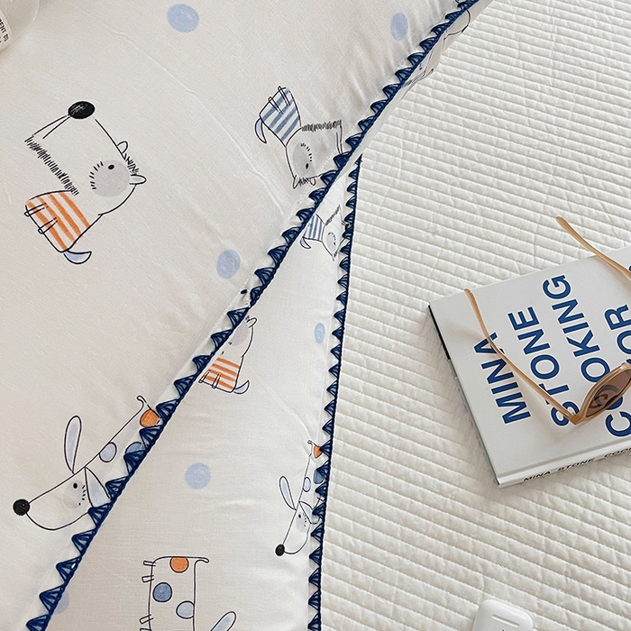 91家纺网 家纺一手货源 找家纺 洋铭区 2023新款双层纱枕套 小狗嘟嘟1