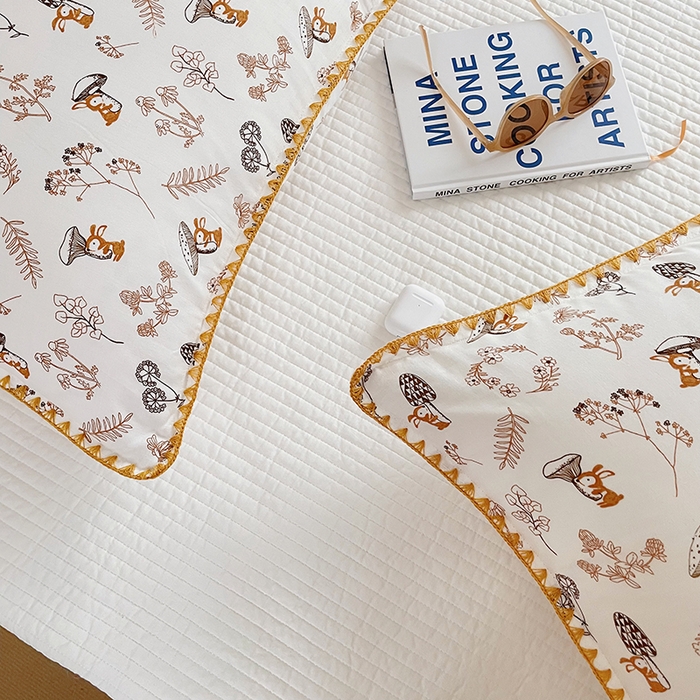 91家纺网 家纺一手货源 找家纺 洋铭区 2023新款双层纱枕套 蘑菇森林1