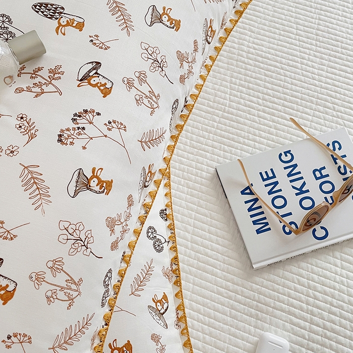 91家纺网 家纺一手货源 找家纺 洋铭区 2023新款双层纱枕套 蘑菇森林1