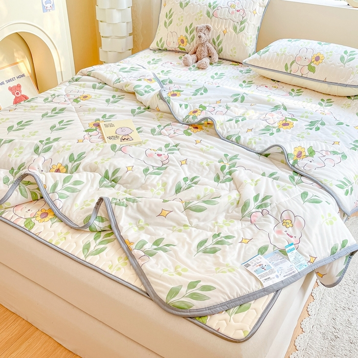 91家纺网 家纺一手货源 找家纺 沐慕2023新款凉感丝夏被四件套 仲夏