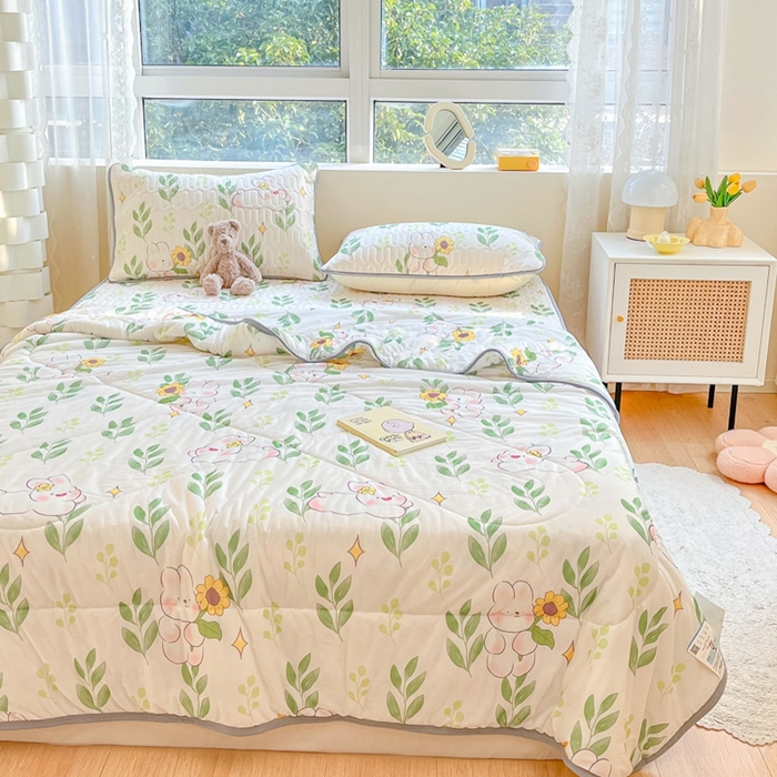 91家纺网 家纺一手货源 找家纺 沐慕2023新款凉感丝夏被四件套 仲夏