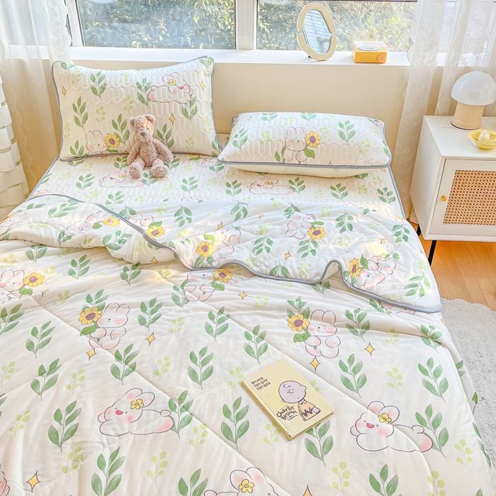 91家纺网 家纺一手货源 找家纺 沐慕2023新款凉感丝夏被四件套 仲夏