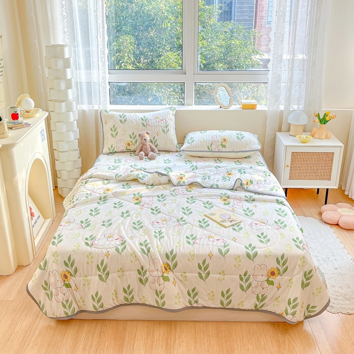 91家纺网 家纺一手货源 找家纺 沐慕2023新款凉感丝夏被四件套 仲夏