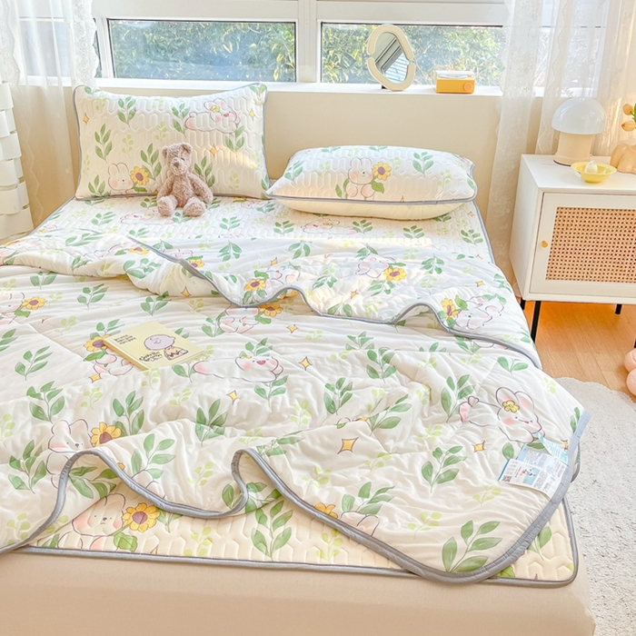 91家纺网 家纺一手货源 找家纺 沐慕2023新款凉感丝夏被四件套 仲夏