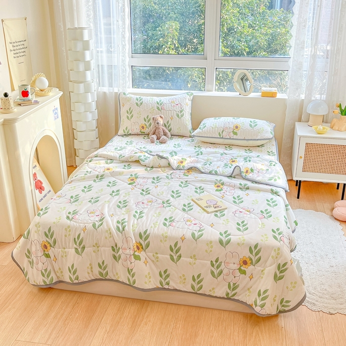 91家纺网 家纺一手货源 找家纺 沐慕2023新款凉感丝夏被四件套 仲夏