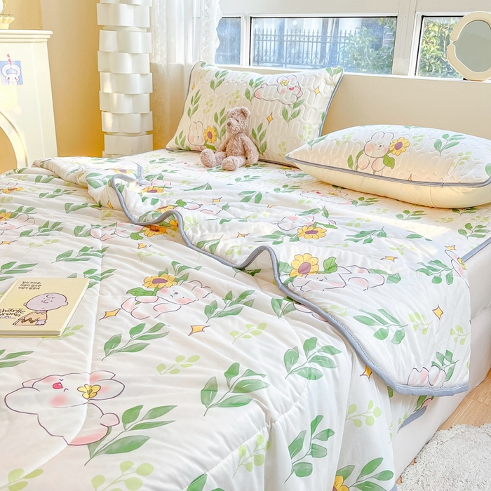 91家纺网 家纺一手货源 找家纺 沐慕2023新款凉感丝夏被四件套 仲夏