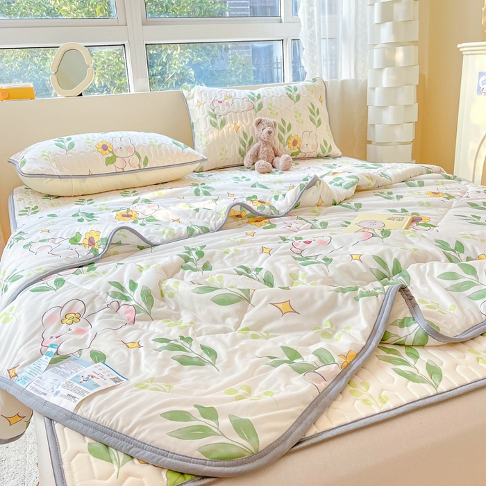 91家纺网 家纺一手货源 找家纺 沐慕2023新款凉感丝夏被四件套 仲夏