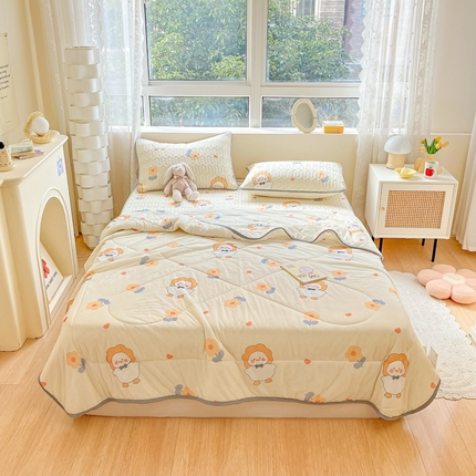 91家纺网 家纺一手货源 找家纺 沐慕2023新款凉感丝夏被四件套 萌萌鸭