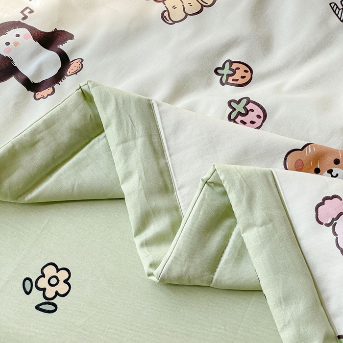 91家纺网 家纺一手货源 找家纺 金丝鸟 2023新款全棉大豆夏被四件套 宠物园