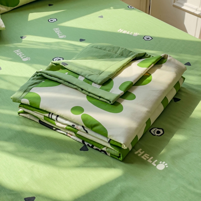 91家纺网 家纺一手货源 找家纺 金丝鸟 2023新款全棉大豆夏被四件套 乐乐狗