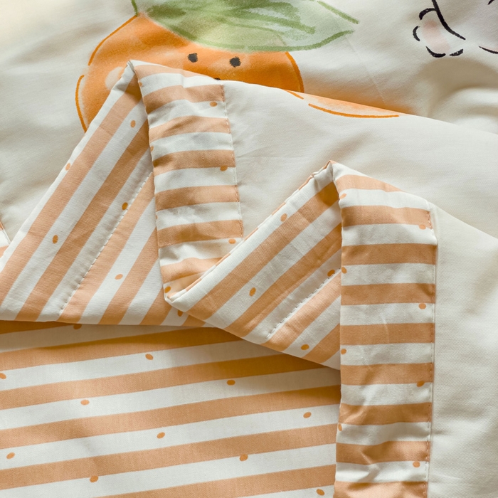 91家纺网 家纺一手货源 找家纺 金丝鸟 2023新款全棉大豆夏被四件套 心想事橙