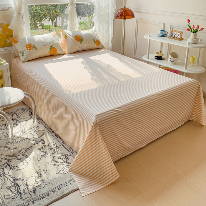 91家纺网 家纺一手货源 找家纺 金丝鸟 2023新款全棉大豆夏被四件套 心想事橙