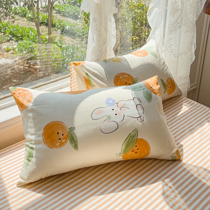 91家纺网 家纺一手货源 找家纺 金丝鸟 2023新款全棉大豆夏被四件套 心想事橙