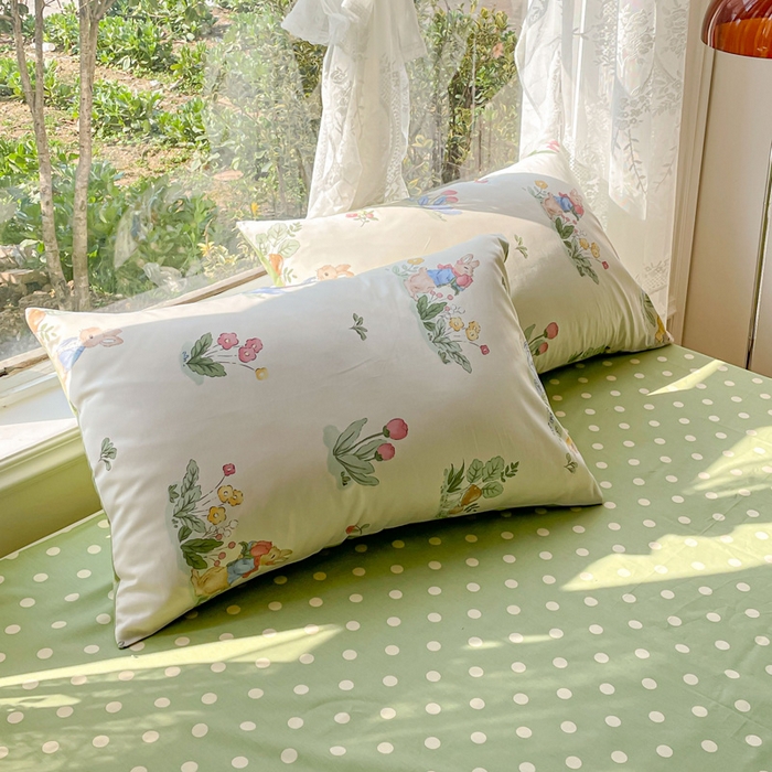 91家纺网 家纺一手货源 找家纺 金丝鸟 2023新款全棉大豆夏被四件套 温馨小兔