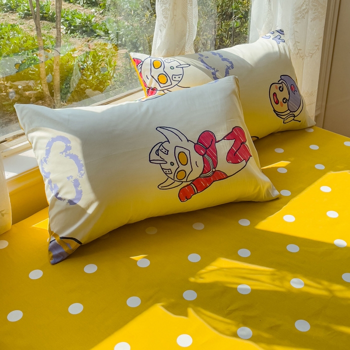 91家纺网 家纺一手货源 找家纺 金丝鸟 2023新款全棉大豆夏被四件套 打怪兽