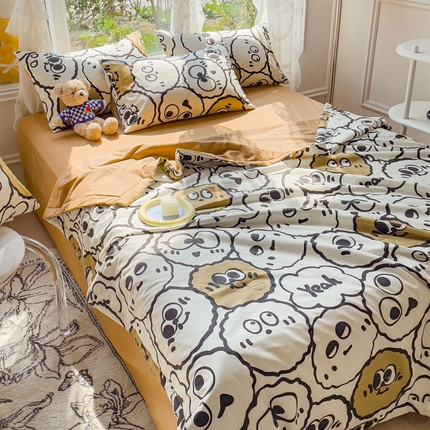 金丝鸟 2023新款全棉大豆夏被四件套 芝麻球