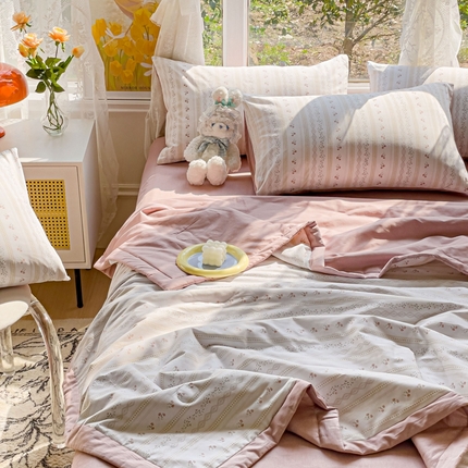 金丝鸟 2023新款全棉大豆夏被四件套 烟雨枫间