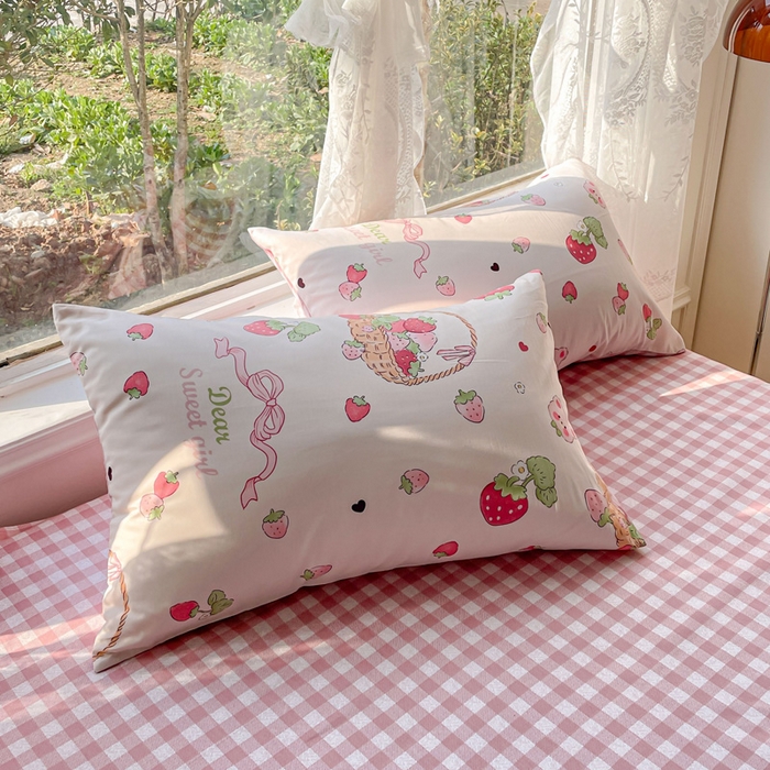 91家纺网 家纺一手货源 找家纺 金丝鸟 2023新款全棉大豆夏被四件套 草莓篮子