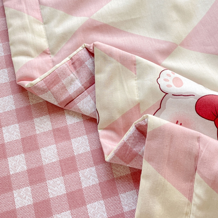 91家纺网 家纺一手货源 找家纺 金丝鸟 2023新款全棉大豆夏被四件套 英伦爱心