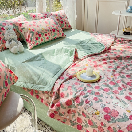 金丝鸟 2023新款全棉大豆夏被四件套 馥郁