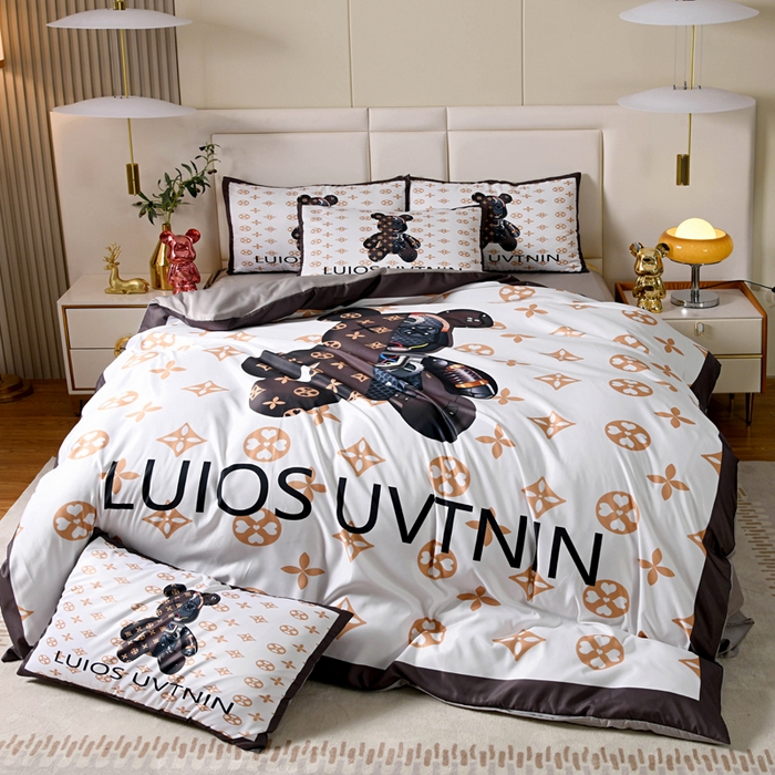 91家纺网 家纺一手货源 找家纺 爵仕 2023新款卡通暴力熊系列真丝四件套 机械熊【有小号】