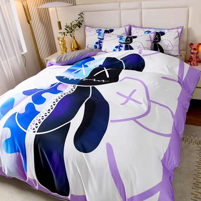 91家纺网 家纺一手货源 找家纺 爵仕 2023新款卡通暴力熊系列真丝四件套 迷彩熊