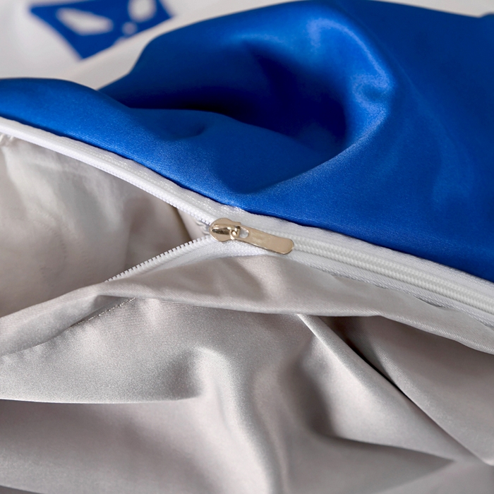 91家纺网 家纺一手货源 找家纺 爵仕 2023新款卡通暴力熊系列真丝四件套 蓝熊