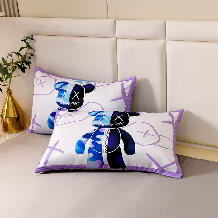 91家纺网 家纺一手货源 找家纺 爵仕 2023新款卡通暴力熊系列真丝四件套 迷彩熊