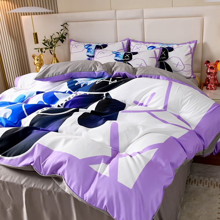 91家纺网 家纺一手货源 找家纺 爵仕 2023新款卡通暴力熊系列真丝四件套 迷彩熊