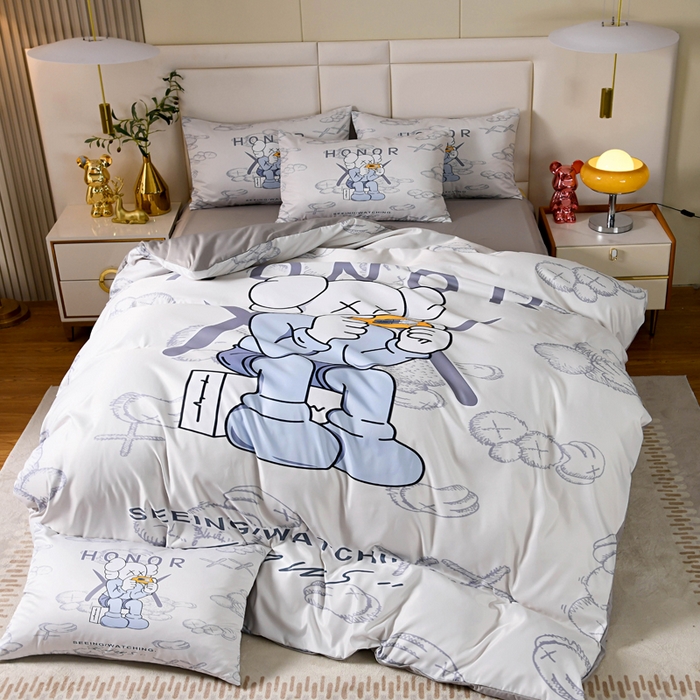 91家纺网 家纺一手货源 找家纺 爵仕 2023新款卡通暴力熊系列真丝四件套 游戏仔