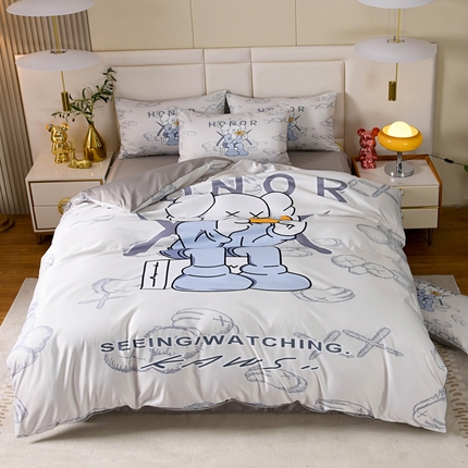 爵仕 2023新款卡通暴力熊系列真丝四件套 游戏仔