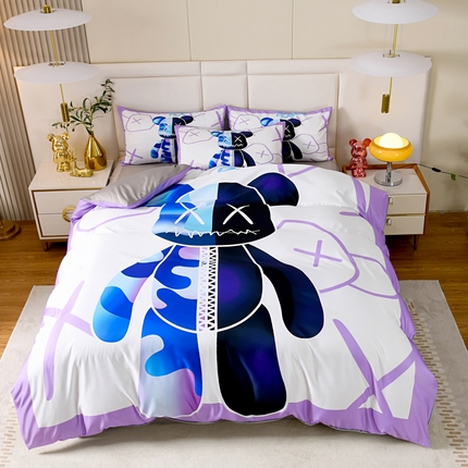 91家纺网 家纺一手货源 找家纺 （总）爵仕 2023新款卡通暴力熊系列真丝四件套