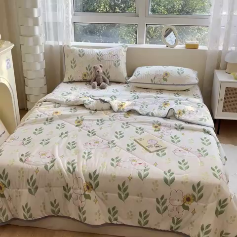 91家纺网 家纺一手货源 找家纺 沐慕2023新款凉感丝夏被四件套 仲夏