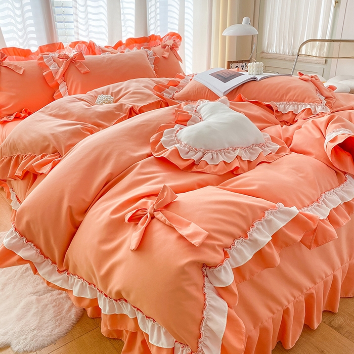 91家纺网 家纺一手货源 找家纺 唐人居 2025新款水洗棉麻梦幻系列 梦幻橙