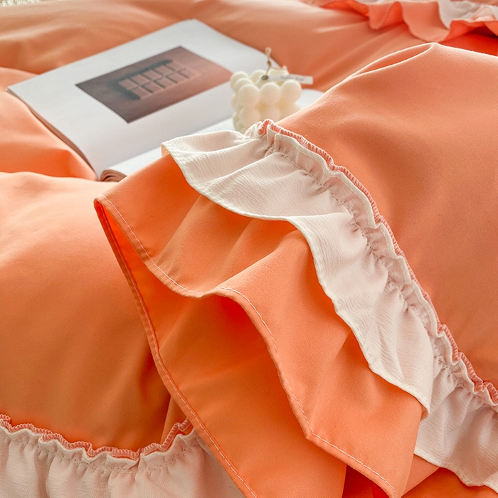 91家纺网 家纺一手货源 找家纺 唐人居 2025新款水洗棉麻梦幻系列 梦幻橙