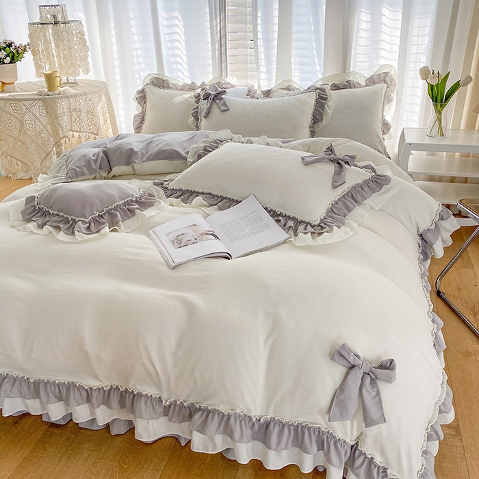 91家纺网 家纺一手货源 找家纺 唐人居 2025新款水洗棉麻梦幻系列 梦幻白灰